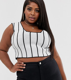 Кроп-топ в полоску с квадратным вырезом ASOS DESIGN Curve - Мульти