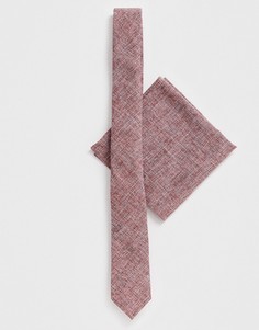 Узкий свадебный фактурный галстук и платок для пиджака розового цвета ASOS DESIGN - Розовый