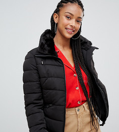 Черная дутая куртка с отделкой Bershka - Синий