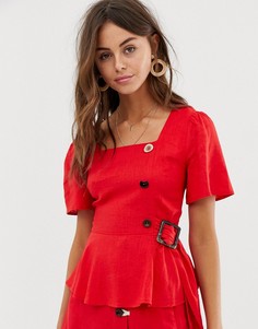 Блузка на пуговицах с пряжкой Moon River - Красный