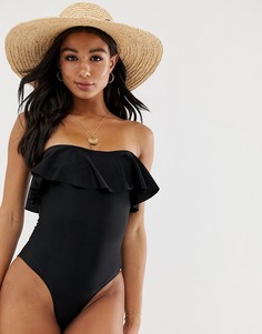 Слитный купальник с оборками Brave Soul - Черный