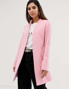 Короткое пальто с большими карманами и поясом Naf Naf - Розовый