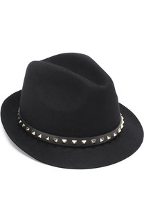Шляпа из ангоры valentino garavani с кожаным ремешком и заклепками