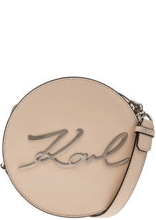 Сумка Бежевая кожаная сумка круглой формы Karl Lagerfeld