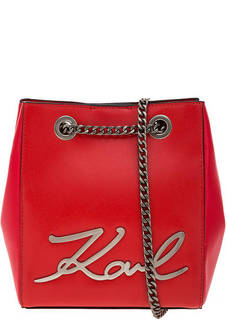 Сумка Маленькая красная сумка из гладкой кожи Karl Lagerfeld