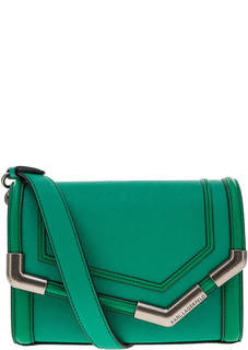 Сумка Зеленая кожаная сумка с откидным клапаном Karl Lagerfeld