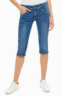 Бриджи Джинсовые бриджи с потертостями Saturn Crop Pepe Jeans