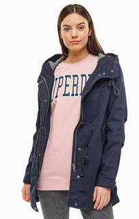 Парка синего цвета с капюшоном Superdry