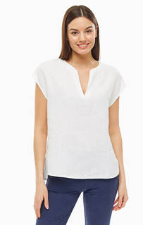 Блуза Белая льняная блуза с треугольным вырезом Stefanel