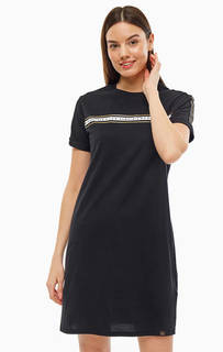 Платье Черное хлопковое платье-футболка с короткими рукавами Superdry