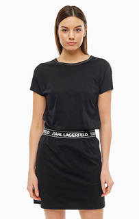 Платье Короткое хлопковое платье черного цвета Karl Lagerfeld