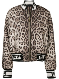 Dolce & Gabbana куртка-бомбер с леопардовым принтом