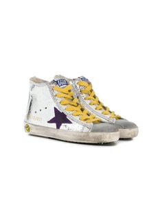 Golden Goose Kids высокие кеды с эффектом металлик