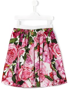Dolce & Gabbana Kids юбка с принтом роз