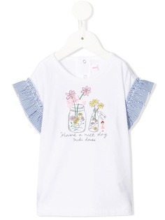 Miki House printed ruffle sleeve T-shirt