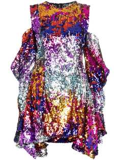Halpern платье мини с открытыми плечами и пайетками