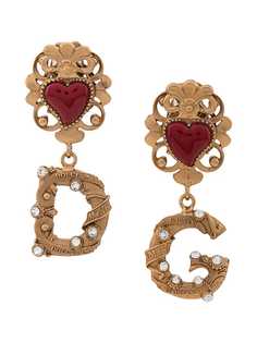 Dolce & Gabbana серьги в форме сердца с логотипом