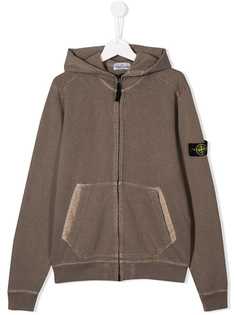 Stone Island Junior куртка с капюшоном и нашивкой