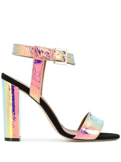 Paris Texas holographic block-heel sandals