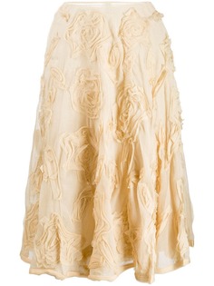 Prada Vintage rose appliqué A-line skirt