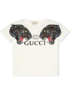 Gucci Kids футболка с принтом пантер