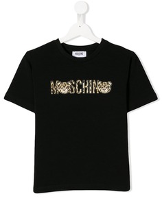 Moschino Kids футболка с леопардовым принтом и логотипом