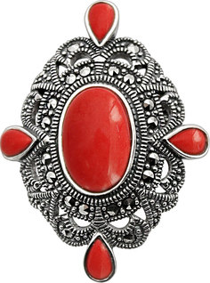 Серебряные броши Броши Марказит HB555-korall-mr