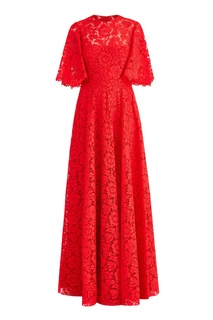 Красное кружевное платье Valentino