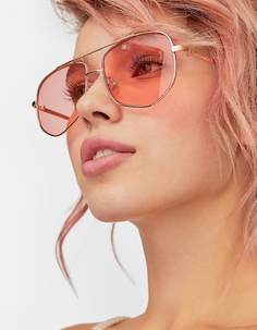 Розовые очки в металлической оправе геометрической формы Stradivarius