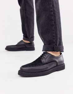Черные кожаные туфли со шнуровкой и крепированной подошвой ASOS DESIGN - Черный