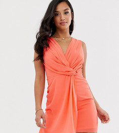 Коралловое платье мини с запахом TFNC Petite - Оранжевый