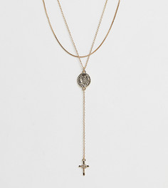 Ярусное ожерелье с монетой и крестом эксклюзивно от Liars & Lovers - Золотой