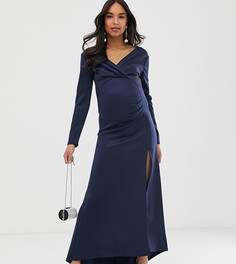 Темно-синее платье макси с запахом TFNC Maternity - Темно-синий