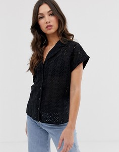 Рубашка с вышивкой ришелье ASOS DESIGN - Черный