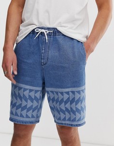 Свободные выбеленные джинсовые шорты с принтом ASOS DESIGN - Синий