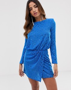 Синее платье миди с отделкой пайетками Flounce London - Синий