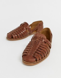 Светло-коричневые кожаные плетеные сандалии ASOS DESIGN - Рыжий