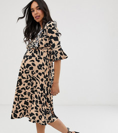 Платье миди для кормящих мам с леопардовым принтом ASOS DESIGN Maternity - Мульти