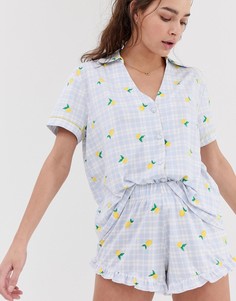 Пижама в клетку с принтом лимонов Chelsea Peers - Мульти