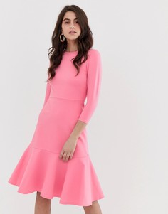 Платье с длинными рукавами и оборкой Closet - Розовый