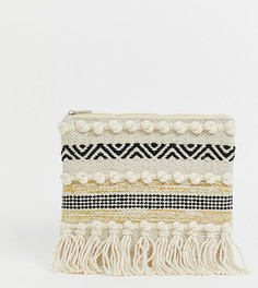 Плетеная соломенная сумка-клатч с застежкой-молнией сверху Glamorous - Бежевый