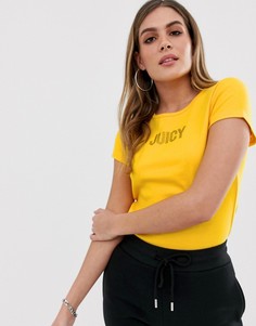 Футболка в рубчик с надписью juicy Juicy Couture Black Label - Желтый