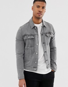 Серая приталенная джинсовая куртка в стиле вестерн ASOS DESIGN - Серый