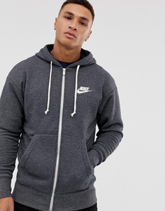 Худи черного цвета на молнии Nike Heritage - Черный