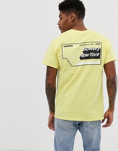 Желтая футболка с принтом Bowery на спине boohooMAN - Желтый
