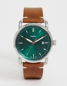 Часы с кожанным ремешком Fossil FS5540 The Commutor - Коричневый