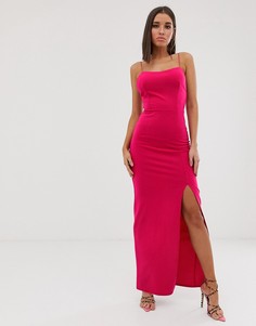 Платье макси с квадратным вырезом цвета фуксия Club L London - Розовый