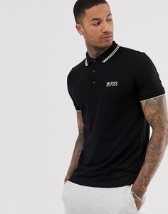 Черная футболка-поло с контрастным воротником BOSS Athleisure - Paddy Pro - Черный