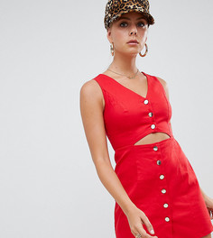 Платье мини на пуговицах с вырезом Missguided - Красный