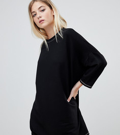 Платье-футболка в стиле oversize с контрастной строчкой Pull&bear - Черный